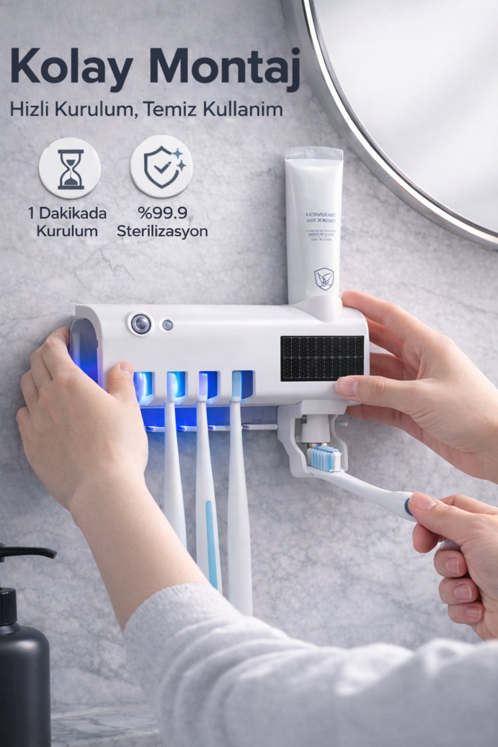 UV Diş Fırçası Sterilizatörü ve Dispenseri